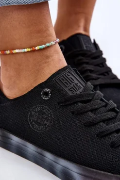 Damskie Big Star Shoes Damskie Trampki Z Kolorową Platformą Big Star LL274239 Czarne