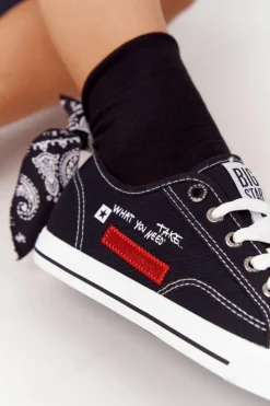 Damskie Big Star Shoes Damskie Trampki Z Napisem BIG STAR FF274082 Czarne