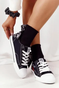 Damskie Big Star Shoes Damskie Trampki Z Napisem BIG STAR FF274082 Czarne