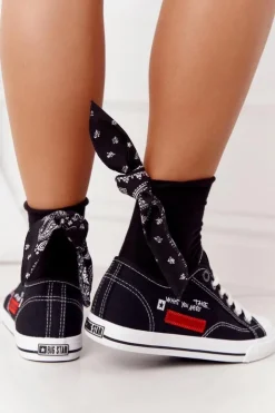 Damskie Big Star Shoes Damskie Trampki Z Napisem BIG STAR FF274082 Czarne