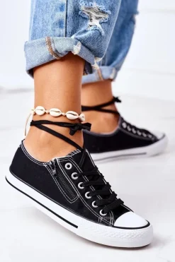 Damskie Boto Damskie Trampki Z Suwakiem Czarne Malani