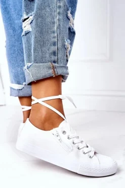 Boto Trampki Damskie Niskie*Damskie Trampki Z Suwakiem Białe Malani