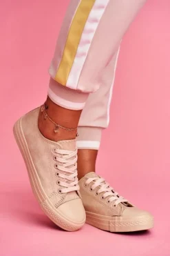 Boto Trampki Damskie Niskie*Damskie Trampki Zamszowe Beżowe El Paso