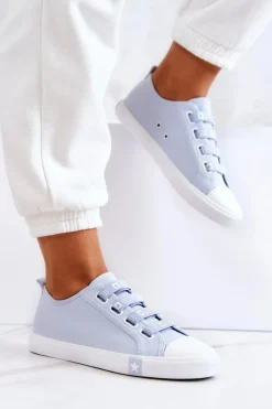 Damskie Big Star Shoes Damskie Trampki Ze Ściągaczami BIG STAR HH274095 Niebieskie