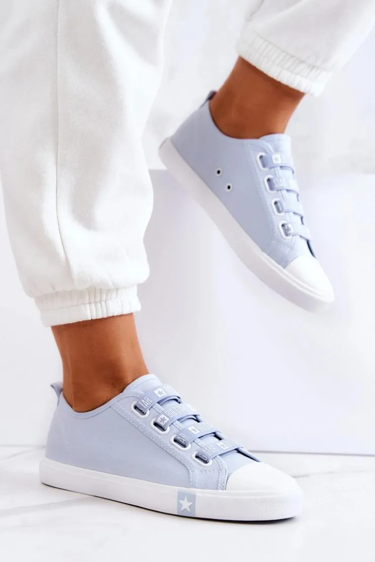 Damskie Big Star Shoes Damskie Trampki Ze Ściągaczami BIG STAR HH274095 Niebieskie