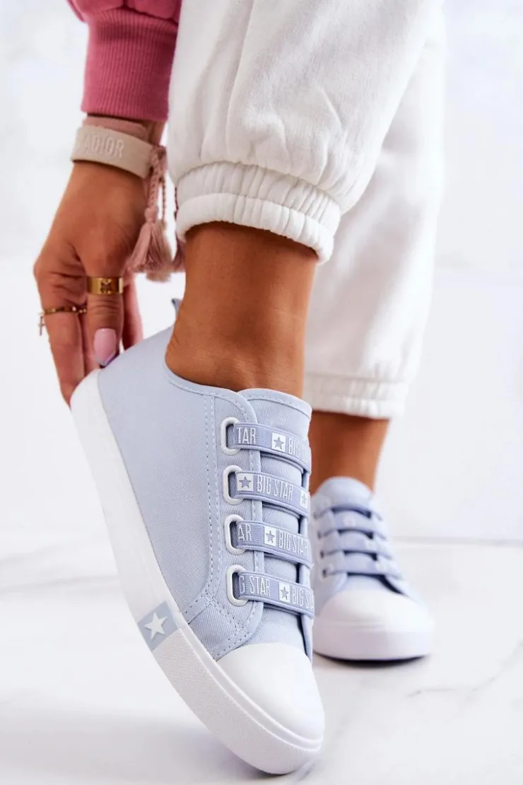 Damskie Big Star Shoes Damskie Trampki Ze Ściągaczami BIG STAR HH274095 Niebieskie