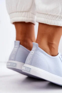 Damskie Big Star Shoes Damskie Trampki Ze Ściągaczami BIG STAR HH274095 Niebieskie