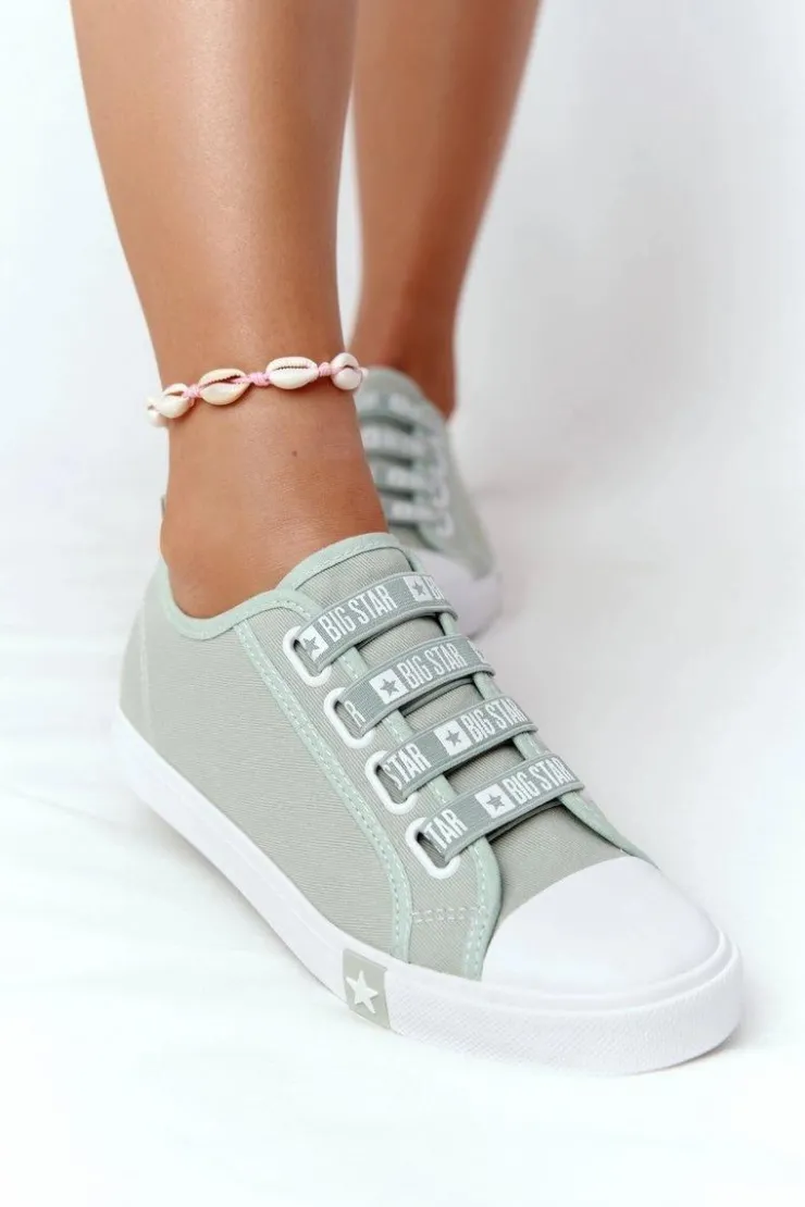 Damskie Big Star Shoes Damskie Trampki Ze Ściągaczami BIG STAR HH274097 Zielone