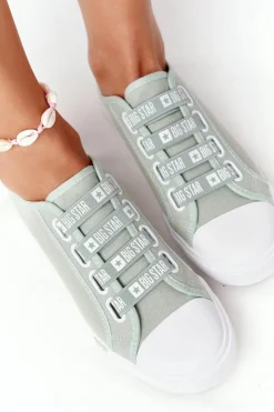 Damskie Big Star Shoes Damskie Trampki Ze Ściągaczami BIG STAR HH274097 Zielone