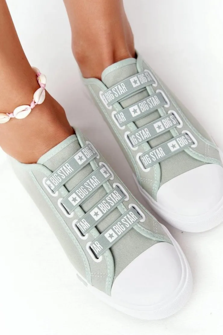 Damskie Big Star Shoes Damskie Trampki Ze Ściągaczami BIG STAR HH274097 Zielone