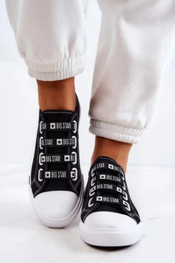 Damskie Big Star Shoes Damskie Trampki Ze Ściągaczami BIG STAR HH274098 Czarne