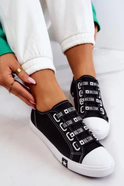 Damskie Big Star Shoes Damskie Trampki Ze Ściągaczami BIG STAR HH274098 Czarne