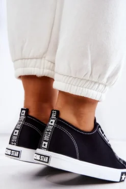 Damskie Big Star Shoes Damskie Trampki Ze Ściągaczami BIG STAR HH274098 Czarne