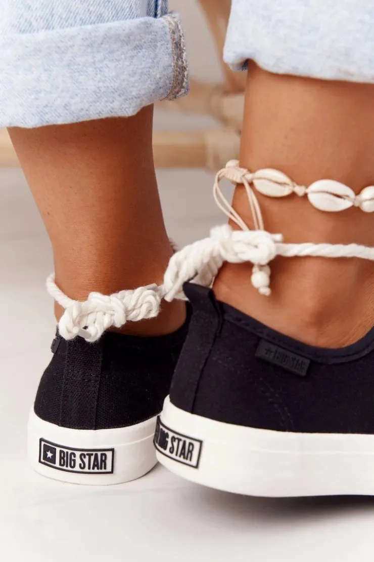 Damskie Big Star Shoes Damskie Trampki Ze Sznurkiem BIG STAR FF274184 Czarne