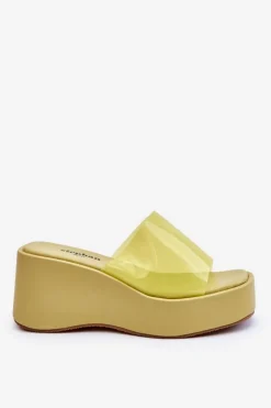 Boto Klapki Na Koturnie|Klapki Damskie Klasyczne*Damskie Transparentne Klapki Na Koturnie Jasnozielone Eliane