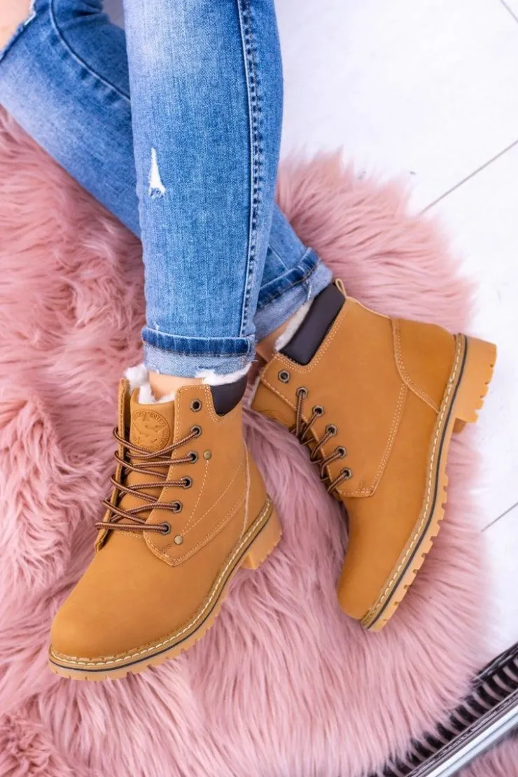 Boto Damskie Trapery|Botki Sznurowane*Damskie Traperki Timberki z Futerkiem Smith's Polari