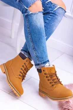 Boto Damskie Trapery|Botki Sznurowane*Damskie Traperki Timberki z Futerkiem Smith's Polari