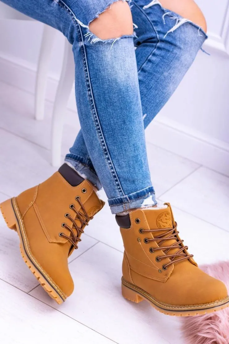 Boto Damskie Trapery|Botki Sznurowane*Damskie Traperki Timberki z Futerkiem Smith's Polari