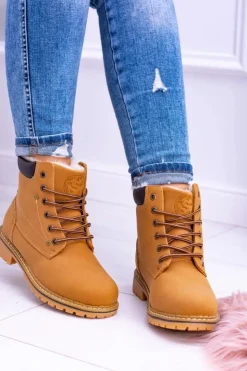 Boto Damskie Trapery|Botki Sznurowane*Damskie Traperki Timberki z Futerkiem Smith's Polari