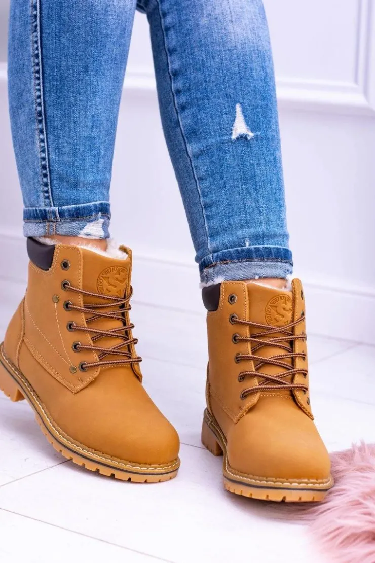 Boto Damskie Trapery|Botki Sznurowane*Damskie Traperki Timberki z Futerkiem Smith's Polari