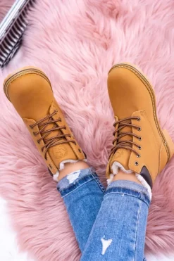 Boto Damskie Trapery|Botki Sznurowane*Damskie Traperki Timberki z Futerkiem Smith's Polari