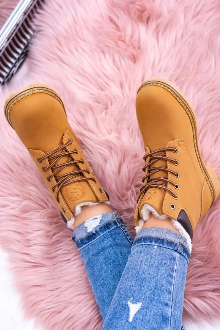 Boto Damskie Trapery|Botki Sznurowane*Damskie Traperki Timberki z Futerkiem Smith's Polari