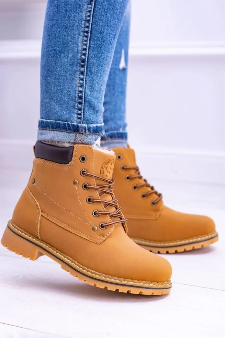 Boto Damskie Trapery|Botki Sznurowane*Damskie Traperki Timberki z Futerkiem Smith's Polari