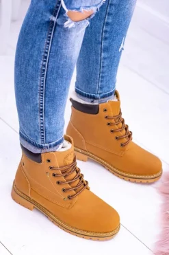 Boto Damskie Trapery|Botki Sznurowane*Damskie Traperki Timberki z Futerkiem Smith's Polari