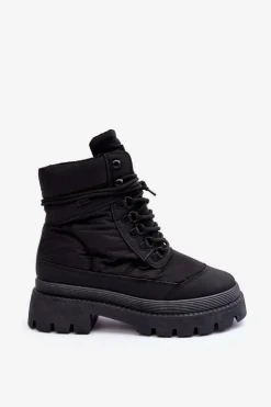 Online Big Star Shoes Damskie Trapery Botki Ocieplane Na Platformie I Płaskim Obcasie Big Star MM274338 Czarne