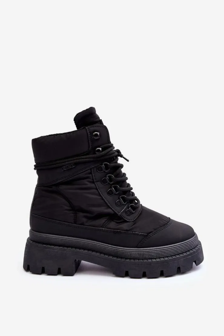 Online Big Star Shoes Damskie Trapery Botki Ocieplane Na Platformie I Płaskim Obcasie Big Star MM274338 Czarne