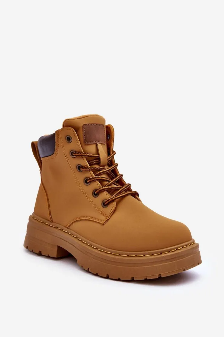 Sale Boto Damskie Trapery Botki Ocieplane Brązowe Corbin Brązowy