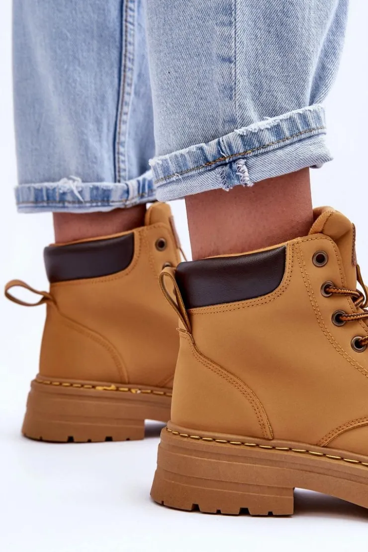 Sale Boto Damskie Trapery Botki Ocieplane Brązowe Corbin Brązowy