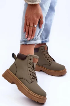 Boto Botki Ocieplane|Damskie Trapery*Damskie Trapery Botki Ocieplane Zielone Corbin Zielony