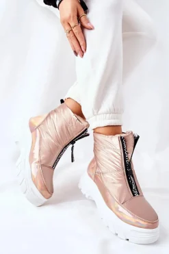 Damskie Buty damskie Vinceza Damskie Trapery Botki Złote Echowen