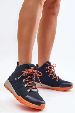 New Big Star Shoes Damskie Trapery Buty Sportowe Big Star KK274215 Memory Foam System Granatowe Niebieski