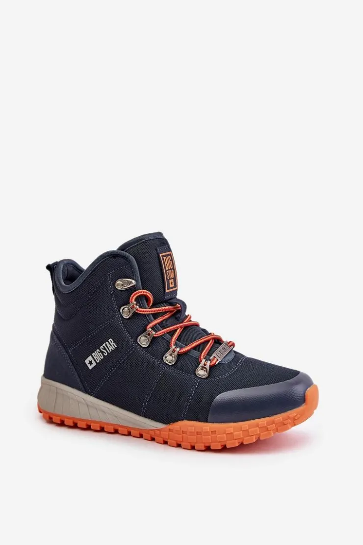 New Big Star Shoes Damskie Trapery Buty Sportowe Big Star KK274215 Memory Foam System Granatowe Niebieski