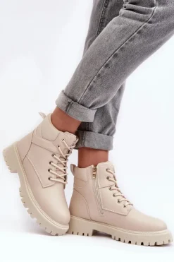 Damskie Evento Damskie Trapery Na Suwak Ocieplane Beżowe Gremiva