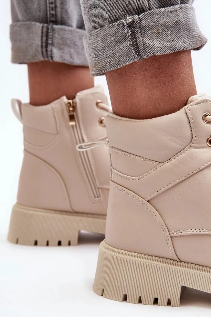 Damskie Evento Damskie Trapery Na Suwak Ocieplane Beżowe Gremiva