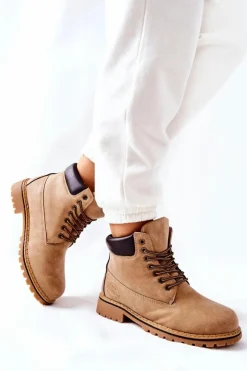 Discount Boto Damskie Trapery Ocieplane Beżowe Crush