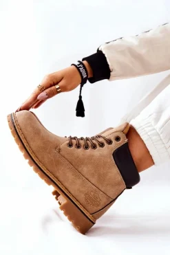 Discount Boto Damskie Trapery Ocieplane Beżowe Crush