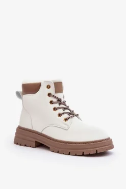 Damskie Boto Damskie Trapery Ocieplane Futerkiem Białe Fenan