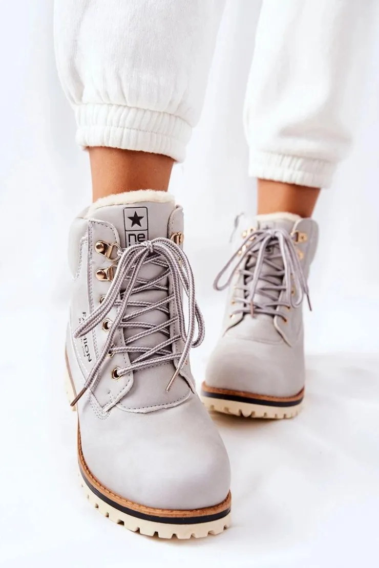 Evento Botki Ocieplane|Damskie Trapery*Damskie Trapery Timberki Z Ociepleniem Jasno Szare Tiempo