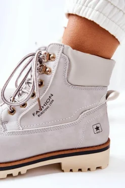 Evento Botki Ocieplane|Damskie Trapery*Damskie Trapery Timberki Z Ociepleniem Jasno Szare Tiempo