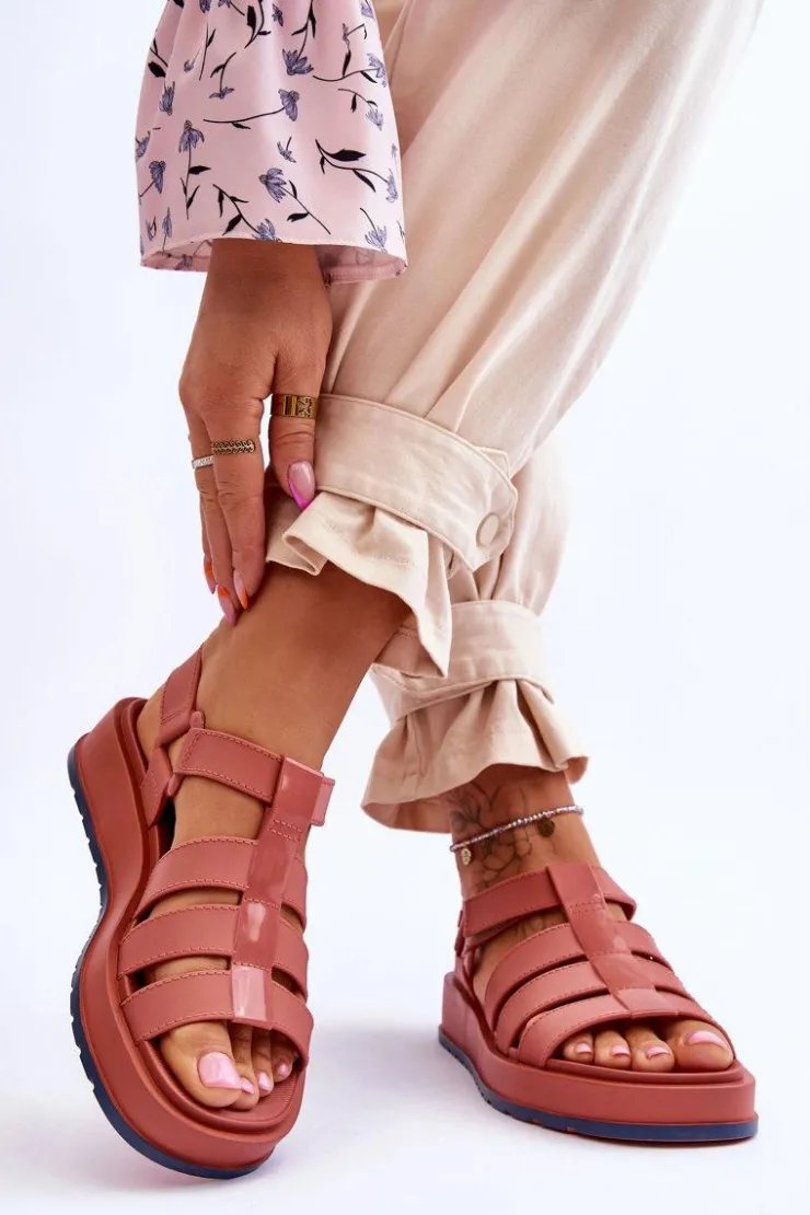 Damskie ZAXY Damskie Wegańskie Sandały Na Rzepy JJ285016 Brudny Róż