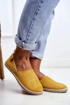 Discount Boto Damskie Welurowe Espadryle Żółte Vulcano