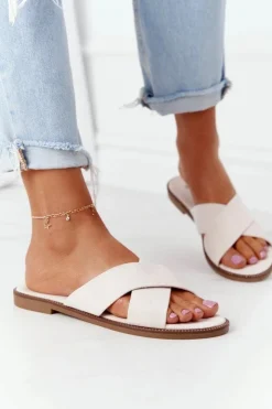 Damskie Boto Damskie Welurowe Klapki Beżowe Edesa