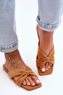 Boto Klapki Damskie Klasyczne*Damskie Welurowe Klapki Camel Vanilla Sky