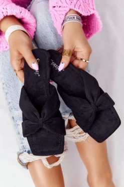 Clearance Boto Damskie Welurowe Klapki Czarne Vanilla Sky