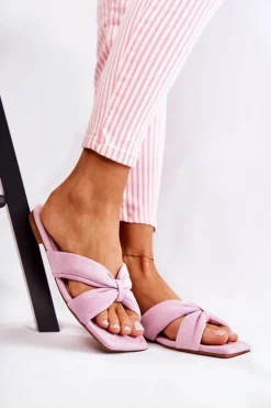 Online Boto Damskie Welurowe Klapki Jasnofioletowe Vanilla Sky