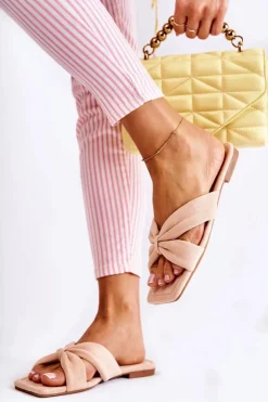 Boto Klapki Damskie Klasyczne*Damskie Welurowe Klapki Jasnoróżowe Vanilla Sky